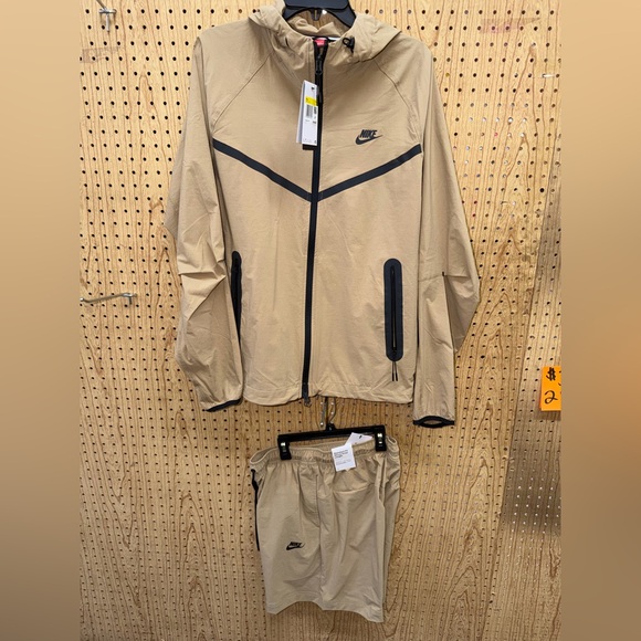 Nike Other - Nike tech  Tan Lightweight Hooded Jacket and short set